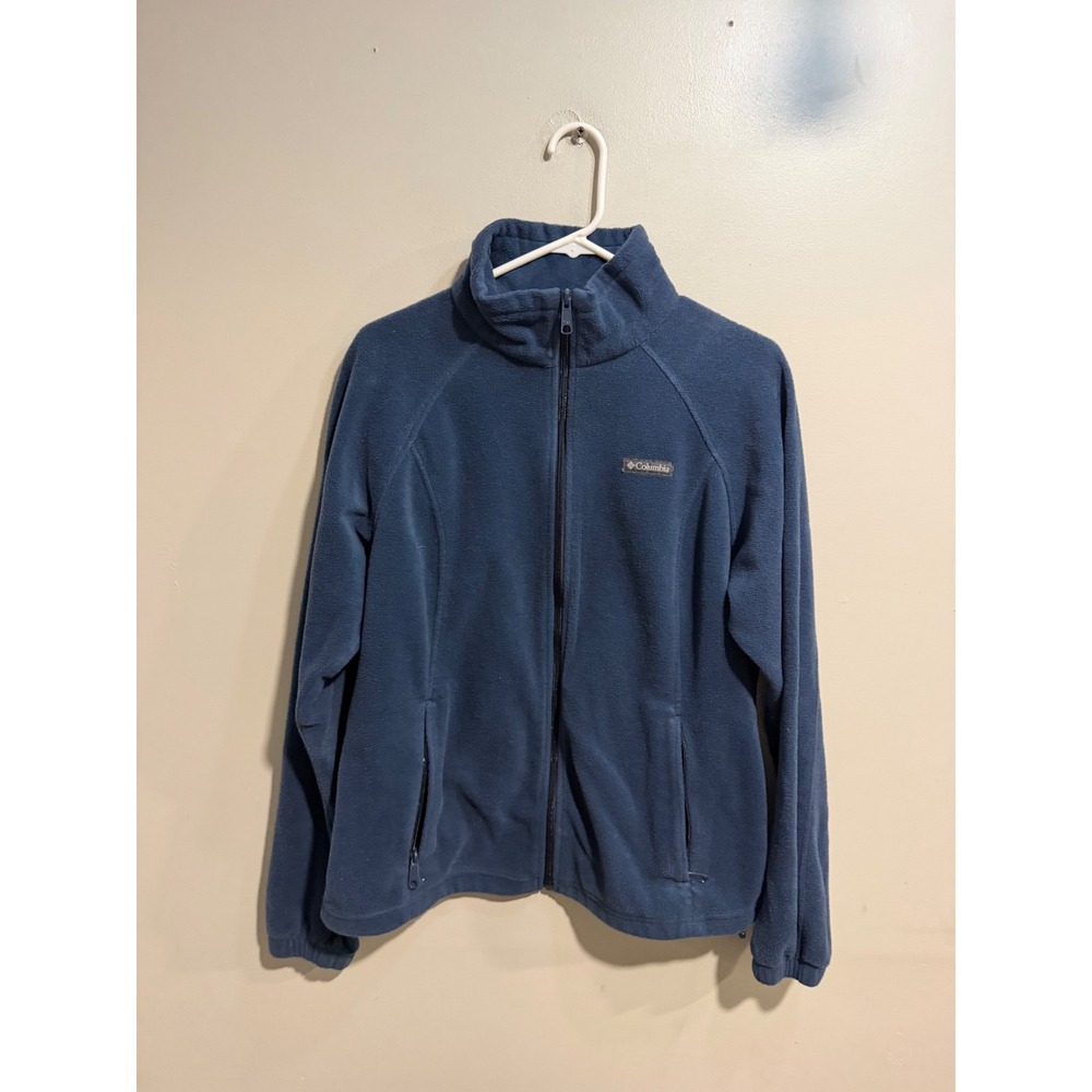 Columbia Mens XL Navy Blue Full Zip Fleece Jacket Mock Neck WL6439 1372111